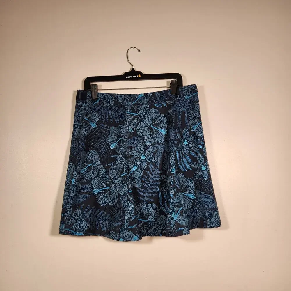 RIP SKIRT HAWAII Mini Swim Wrap Skirt Cover-up Women Medium Blue Hibiscus Pocket